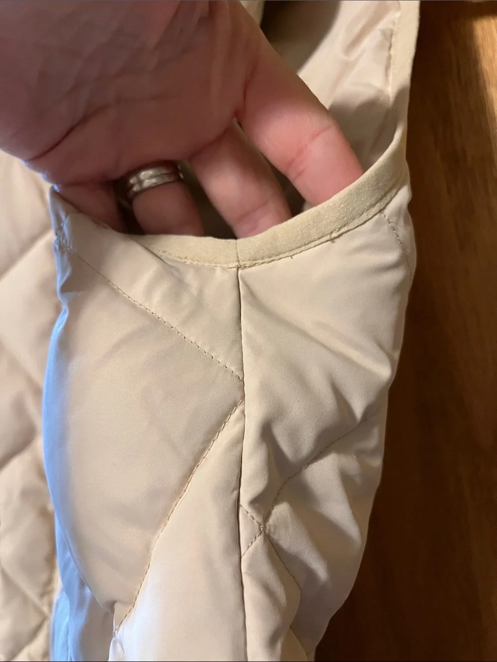 J. Crew Quilted Stand-Collar Puffer Vest in Light Beige